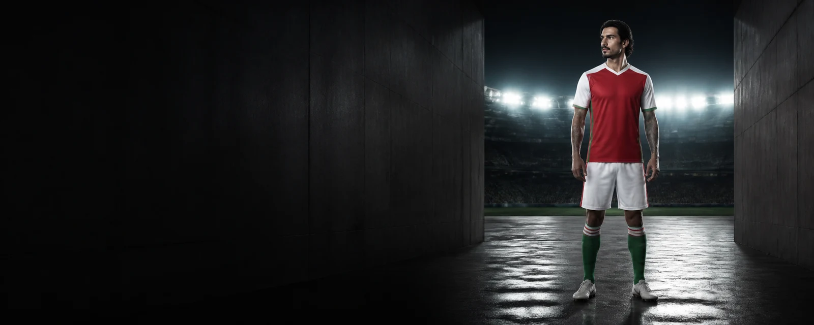 Magyar labdarúgó egy stadionban nocturno